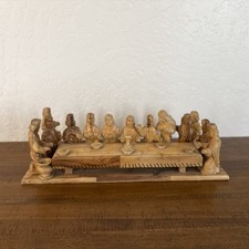 Last Supper Hand Carved Solid Olive Wood Sculpture from Bethlehem Authentic picture