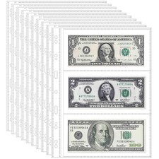20 Sheets 120 Pockets Currency Sleeves Paper Money Collection Supplies Page picture