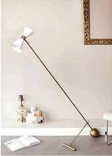 1950s Italian Mid-Century Modern Cone Shade Stilnovo-Inspired Brass Floor Lamp picture