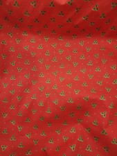 1 Yard Christmas Holly Berry Red Cotton Fabric Quilting Holiday picture