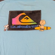 Dbl Sided Quiksilver Peanuts Shirt Men's XL Surfing Snoopy Pocket Rare Vtg Style picture