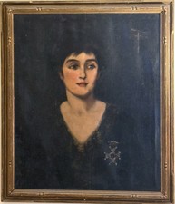 Orig 1925 NYC Harry Watrous O/C~Lovely Woman W/Croix De Guerre—Weathervane—24X27 picture