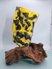 1.61LB Natural Bumblebee Jasper Quartz  Freeform With Wood Holder Reiki Healing picture