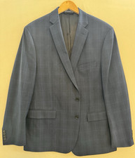 Ryan Seacrest Distinction Mens 46R Blue Plaid Suit 38W altered to 36W picture
