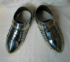 Medieval knight Armor Sabatons shoes Warrior Gothic Brass & Steel Shoes picture