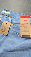 Levi's Women's Boyfriend Hypersoft Mid Rise Light Wash Blue Denim Jeans picture