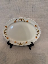 Vintage Hall China Superior Quality 12” Oval Platter Orange Brown Floral USA picture