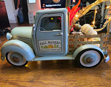 Metal Vintage Pickup Truck Fall Thanksgiving Seasonal Figurine w/ Lights picture