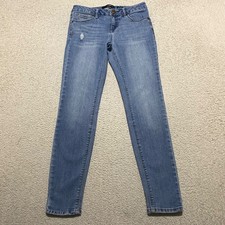 1822 Denim Womens 4 Jeans Blue Medium Wash Adrianna Skinny Mid Rise Distressed picture