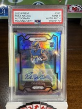 Panini 2023 Prizm Puka Nacua Rams Rookies Silver Prizm Auto RC #357 PSA 98202470 picture