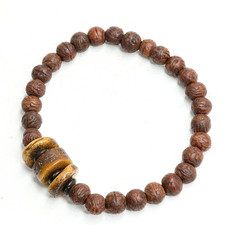 Rare Antique Tibetan Kapala Disc Beads with 27 Bodhi Seeds Meditation Wrist Mala picture