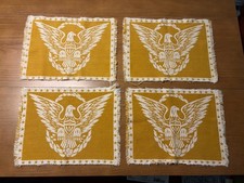 VTG Roman Imperial Eagle Flag Lucky Flavian Yellow Hand Towel Set Of 4 Fringe picture