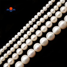 White Fresh Water Pearl Off Round Potato Beads 5-5.5mm 6mm 8mm 10mm 15.5