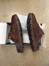 Prada Men's Brown Suede Slide Sandals Buckle Logo US 11  picture