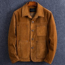Men suede leather shirt jacket genuine lambskin leather Coat picture
