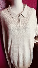 The Commons Sweater Mens Large Lovely Almond Milk Cotton/Cashmere 1/4 Zip picture