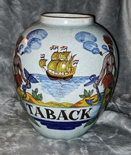 Large Signed Vintage Crackle Glaze Varinas Dutch Tobacco Storage Jar  picture