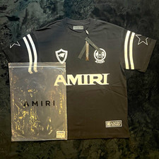 amiri size M black logo graphic print cotton jersey crew neck t shirt picture