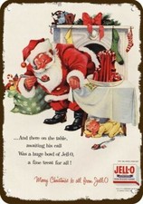 1955 Santa Eats JELLO on Christmas Eve Vintge-Look DECORATIVE REPLICA METAL SIGN picture
