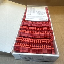 New Lot of 100 New Allen Bradley 1492-J4-RE Ser A Terminal Blocks Red 25A 600V picture
