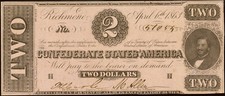1863 $2 CSA T61 *Reproduction* Civil War Judah P. Benjamin Pictured picture