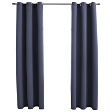 VidaXL Blackout Curtains With Rings 2 Pcs Anthracite 37x63 Fabric picture