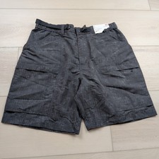NEW Uniqlo Geared Cargo Shorts Belted Mens M Geodesic Print Gray Water Repellent picture