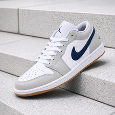Nike Air Jordan 1 Low Midnight Navy Neutral Grey 553558-146 Men's Size New picture