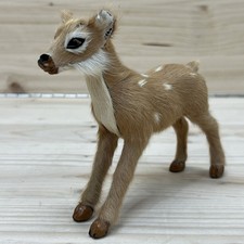 Vtg Japan Real Fur Deer Fawn Figurine Glass Eyes Woodland Christmas Decor 5x4 picture