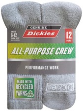 Share Genuine Dickies Men's Value Work Crew Sock, 12 Pack Lt Grey Size 6-12 picture