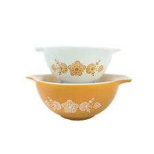 Vtg Pyrex Butterfly Gold Cinderella Mixing Bowls 441 & 442 Set of 2 Nice picture