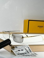 FENDI FE4172US Gold Rimless Rectangle Sunglasses Gray Gradient Lenses 58-18-140 picture