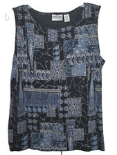 Chico's Travelers Patchwork Shimmer Slinky Knit Tank Top Size 2 Large picture