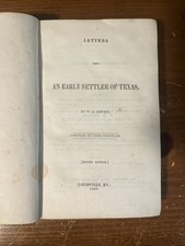 1858 Letters From An Early Settler Of Texas; Louisville Imprint; As Is picture