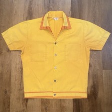 Vtg 50s 60s Surf King Majestic Shirt Mens Small Gaucho Beatnik Hippy MCM USA picture