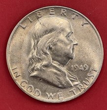 1949 D Franklin Silver Half Dollar, AU. picture