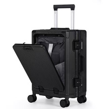 20 Front Opening Aluminum Carry On Dual USB Ports Cup Holder Lock Spinner Wheels picture