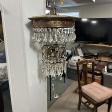 Brass & Crystals French Empire Chandelier Hanging Fixture Or Ceiling Mount picture