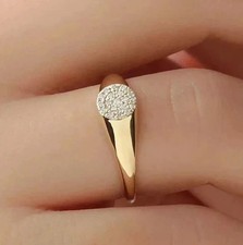 Round Cut Simulated Diamond Stunning Cluster Wedding Ring 14K Yellow Gold Plated picture