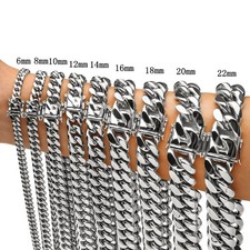 6-22mm Mens Hip Hop Stainless Steel Miami Cuban Link Chain Necklace Silver Color picture