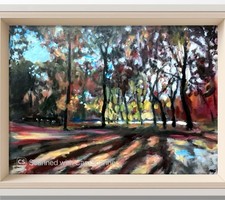 PDQ Original 18x24 Expressionist Autumn Forest Light Painting Signed Canvas picture