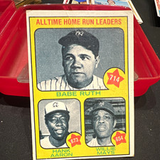 Topps 1973 All-Time Leaders #1 Babe Ruth Hank Aaron Willie Mays MLB Card picture