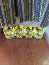 Vintage  MCM Culver Daisy & Picket Fence Set 4 Highball Glasses Glass Set picture
