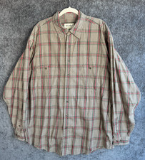 Vintage Eddie Bauer Plaid Gingham Shirt Mens XL Tall Tan Red Green Button Up picture