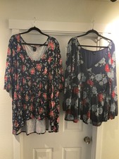 Lot of 2 Torrid tops Disney Bambi high low & blue roses Size 4x picture