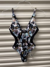 TA3 Hi Cut Plungey Triangle Swimsuit XS Mystic Poppy NWT Shapewear One Piece picture