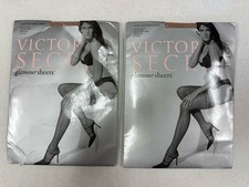 2 Vintage Victoria's Secret Glamour Sheers Lace Top Thigh Highs Medium Buff Pink picture