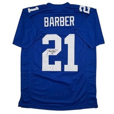 Autographed/Signed Tiki Barber New York Blue Football Jersey Beckett COA picture
