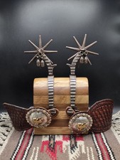 Antique Spanish Style Spurs With Jingle Bobs, Heel Chains And Spur Straps picture
