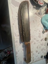 Rare WWII USMC Briddell Butcher Knife Cleaver Hog Splitter Leather Sheath picture